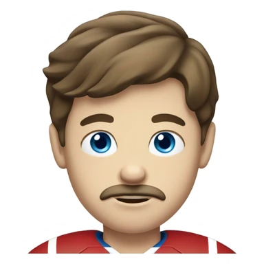 boy with brown hair and blue eyes with a moustache. holding a football  sticker