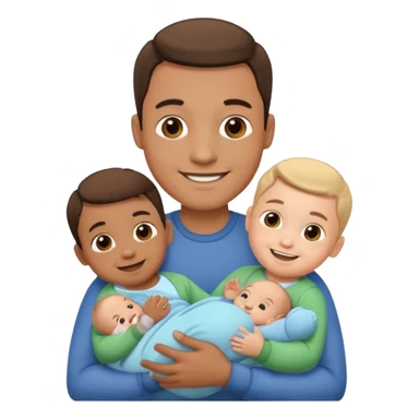man with three babies sticker