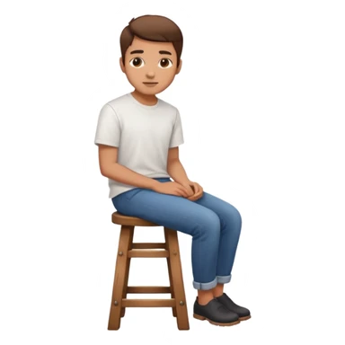 a person sitting on stool with full face backward turn

 sticker