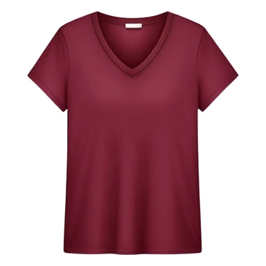 only a wine red V-neck t-shirt, cropped short length, flat lay, isolated garment, white background, no model, no person sticker