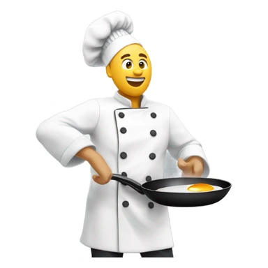 A chef flipping eggs with CWC logo sticker