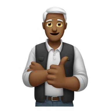 man with thumbs up but looking confused  sticker