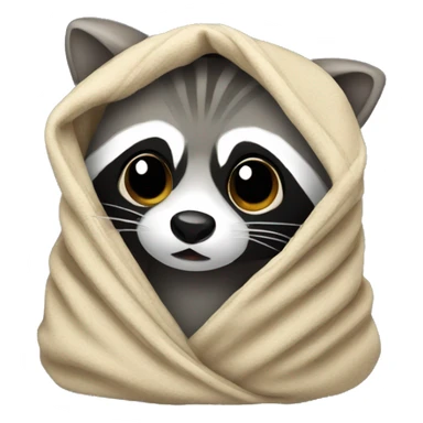 Raccoon wrapped in blanket sticker