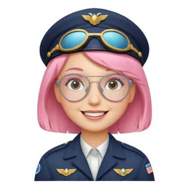 Captain Rosie – pilot with short pastel-pink bob and aviator glasses sticker