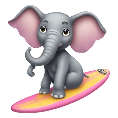 Elephant wearing a tutu riding a surfboard sticker