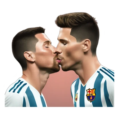 Ronaldo kissing messi sticker