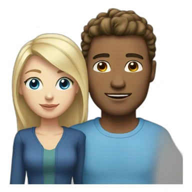 lightskinned blonde man with blue eyes and brunette woman sticker