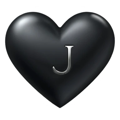 A black heart with the letter "J" in the middle in a pretty font sticker