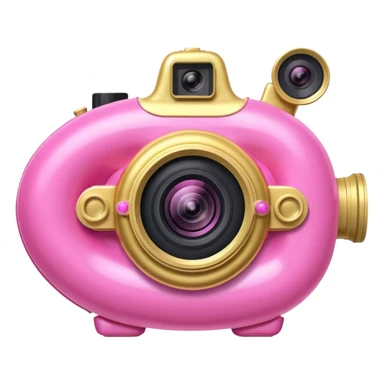 gold rococo pink inflatable puffy shell video camera sticker