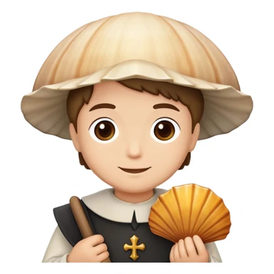 concha del Camino de Santiago con una peregrina sticker