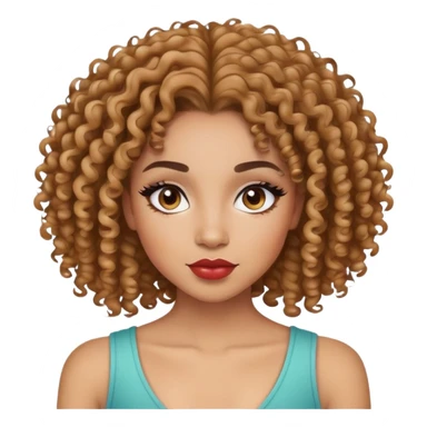 Mixed girl with curly 4c hair makeup in sticker