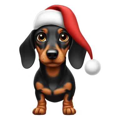 Dachshund in a Christmas hat sticker