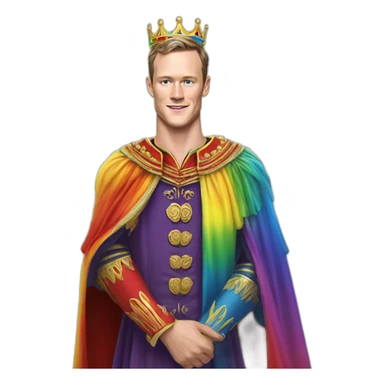 Jonathan Toews as a rainbow king with a royal robe on sticker