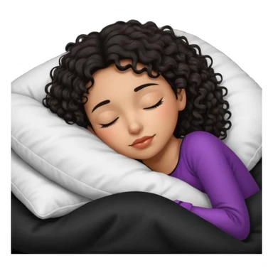Sleeping Spanish girl on black pillow dark curly hair mixed skin sticker
