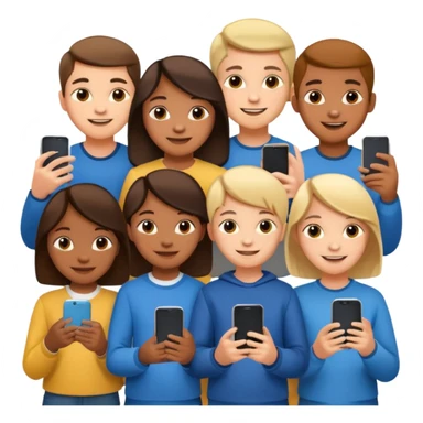 grupo de niños de 12 años con mobiles sticker