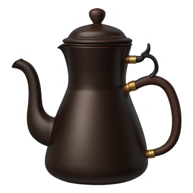 It’s got that round, bulbous base at the bottom, a curved handle on one side, and a slender neck that flares out a bit at the top. It’s all black, really smooth, and has that traditional Ethiopian coffee pot vibe sticker