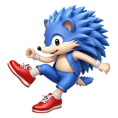 blue hedgehog with red and white shoes jumping sticker