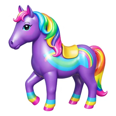  Lisa Frank style  vinyl fat horse toy figure  sticker