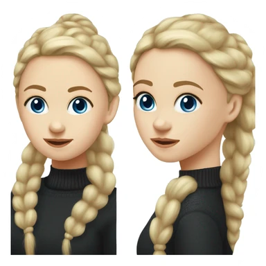 Russian girl with white skin with blonde hair with blue eyes in a black sweater with a ponytail on her head sticker