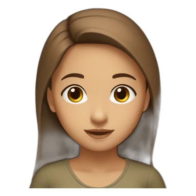 A young girl of Algerian origin with a round head, long brown hair and a small chin. sticker