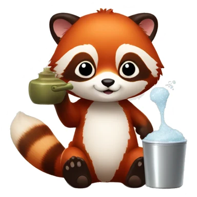Red panda with salt shaker sticker