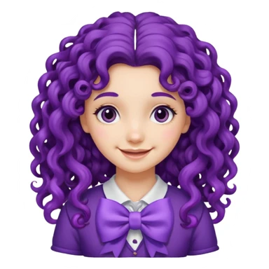 purple long curly haired girl with bow sticker