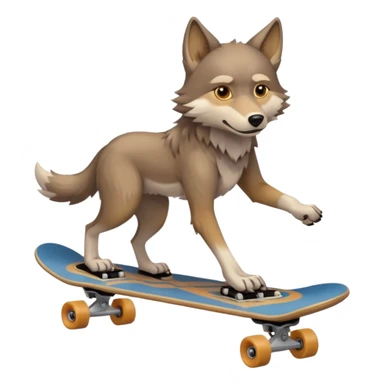 A wolf prepares to perform a trick on a skateboard sticker
