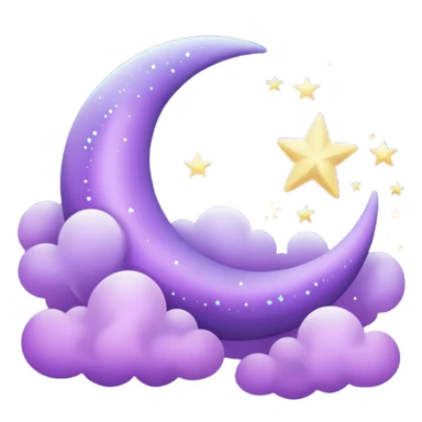 Purple Crescent Moon With Clouds And Stars sticker