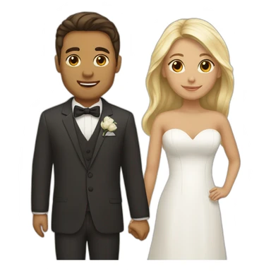 Tan Woman with dark brown hair and man with blonde hair getting married sticker