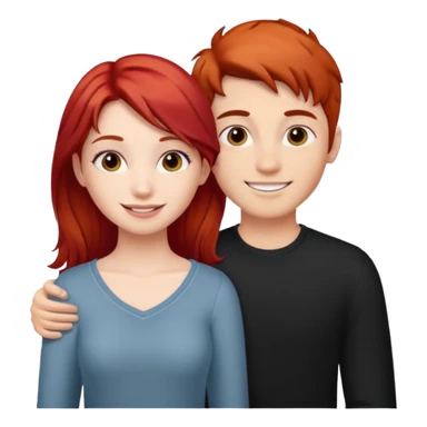 Red haired girl with black hair boy romance sticker