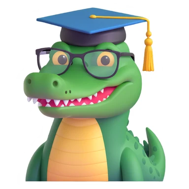 alligator with glasses and a graduation cap sticker