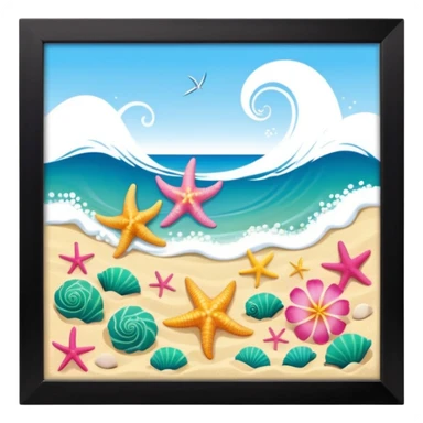 Conchiglie mare cocco onde stella marina fiori estivi tartarughe  sticker