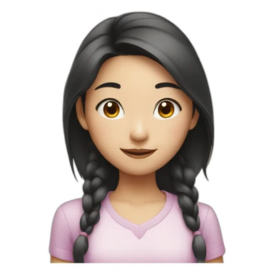 Asian girl with a mouse sticker