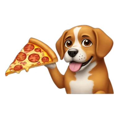 Dog with a pizza sticker