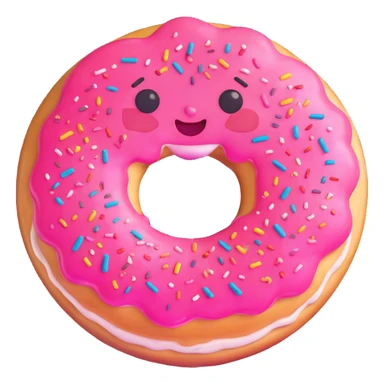 bitten donut with love it expression, heart eyes, small smile, blushing cheeks, colorful, expressive, minimal modern emoji style sticker