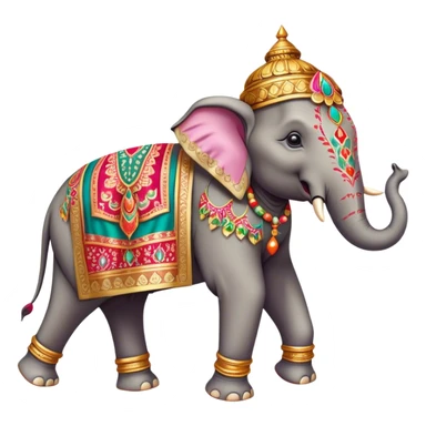Decorated Indian elephant – Cinematic Realistic Decorated Indian Elephant, depicted as a majestic elephant adorned with vibrant, ornate ceremonial decorations and rich, colorful fabrics, set against a festive Indian backdrop with warm golden lighting that highlights its cultural significance. sticker