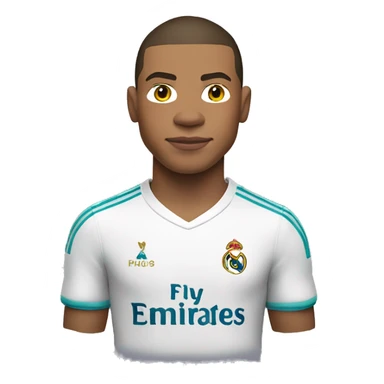 kylian mbappe in real madrid shirt, torso up sticker