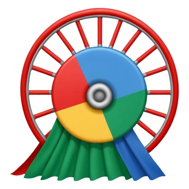 Un emoji drapeau avec la moitié de bleu et l’autre de vert avec une roue de roulotte rouge au centre assez grande sticker