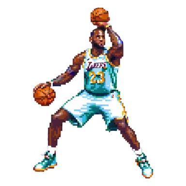 LeBron James shooting a basketball sticker