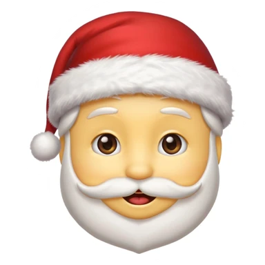 cute emoji face wearing a Santa hat, with a happy soft expression. Replace the festive Christmas elements: a Christmas tree, stocking, snowflake, and other holiday icons. sticker