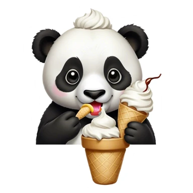 Panda eating ice cream with a little bit of coconut cream on top  sticker