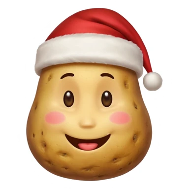 Potato with a smile face and a Santa Christmas hat on sticker