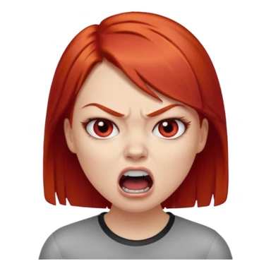 una chica con los labios y los ojos maquillados, de piel blanca con el pelo liso y corto y pelirrojo enojada gritando sticker