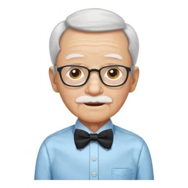 elderly with bow tie and shirt sticker