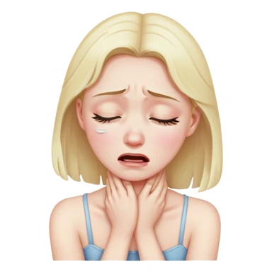 Girl hold her neck crying sticker