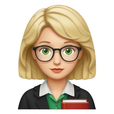 librarian teacher with short wavy blonde hair and green eyes sticker