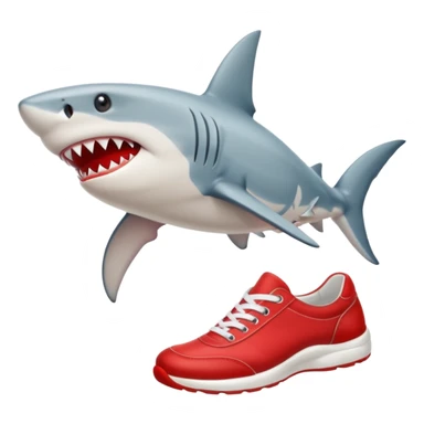 un requin avec des chausures rougr sticker