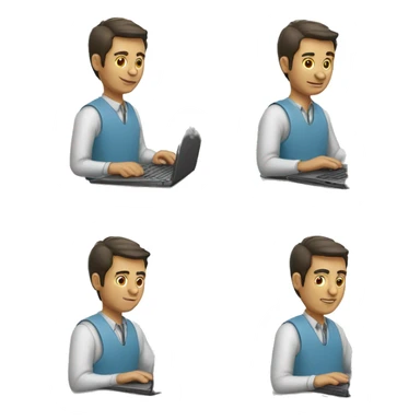 laptop working man sticker