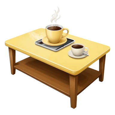 light yellow coffe table, coffee on top
 sticker