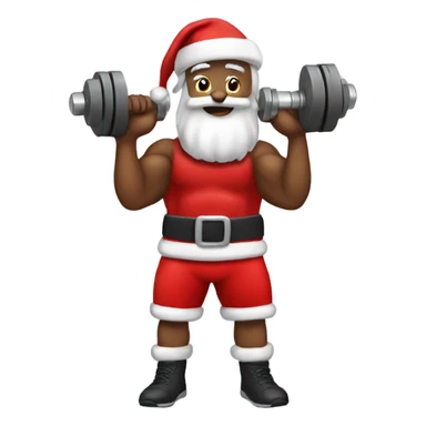 Santa working out with dumbbells  sticker